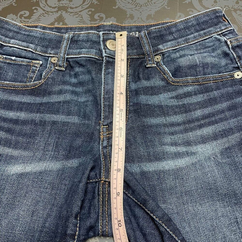 American Eagle Dark Wash Cut-Off Midi Jean Shorts Size 6 - Picture 4 of 9